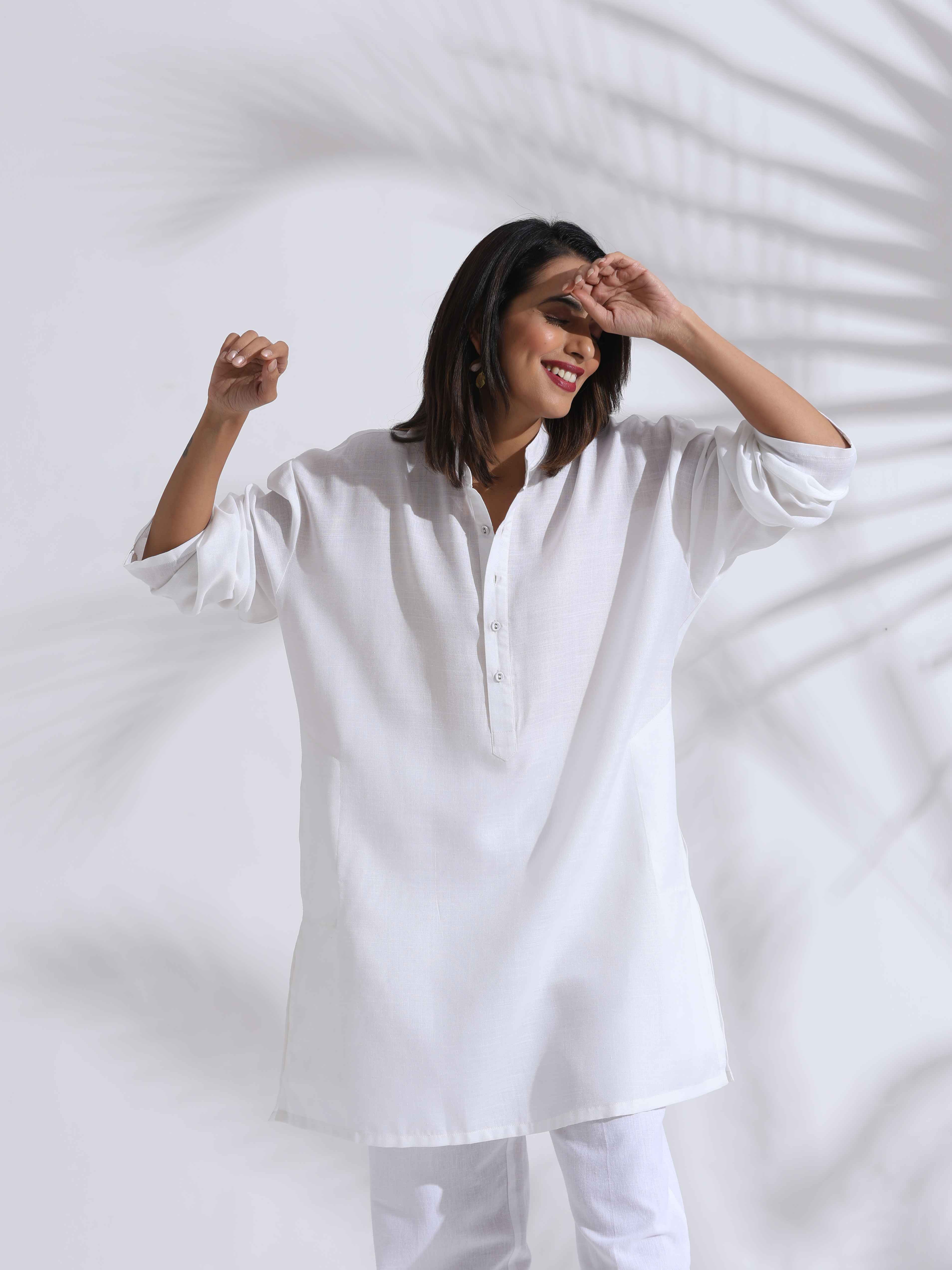 trueBrowns White Unisex Freesize Kurta | Grocsy