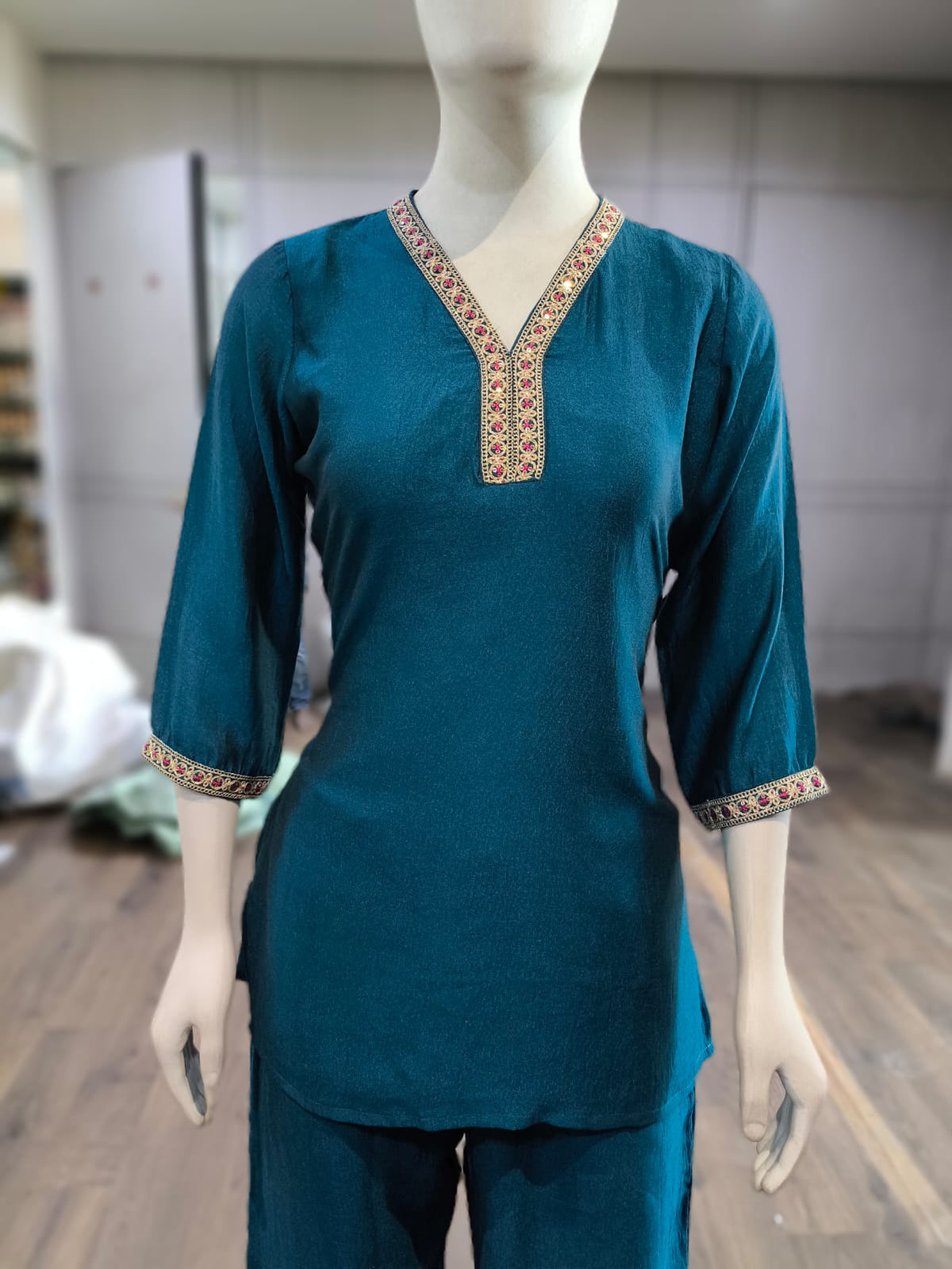 Anaita Teal Stylish Readymade Co-Ords Set | Grocsy