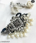Tehzeeb Creations Women's Silver Colour Peacock Design Necklace And Earrings | Grocsy