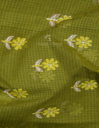 Mehendi Green And Lime Green Block Print Pure Kota Cotton Saree By Gayathri Reddy Designer Studio | Grocsy