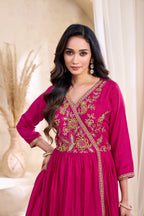 Anaita Pink Anarkali Readymade Suit with Embroidery Work | Grocsy