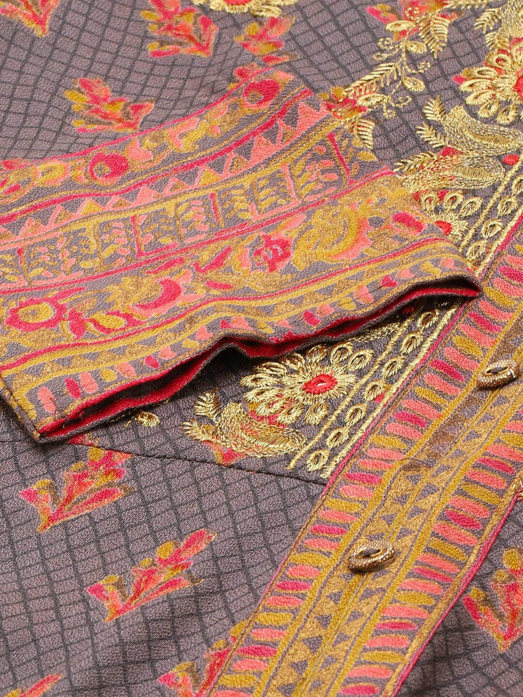 HERE&NOW Women Grey Ethnic Motifs Printed Kurta Set | Grocsy