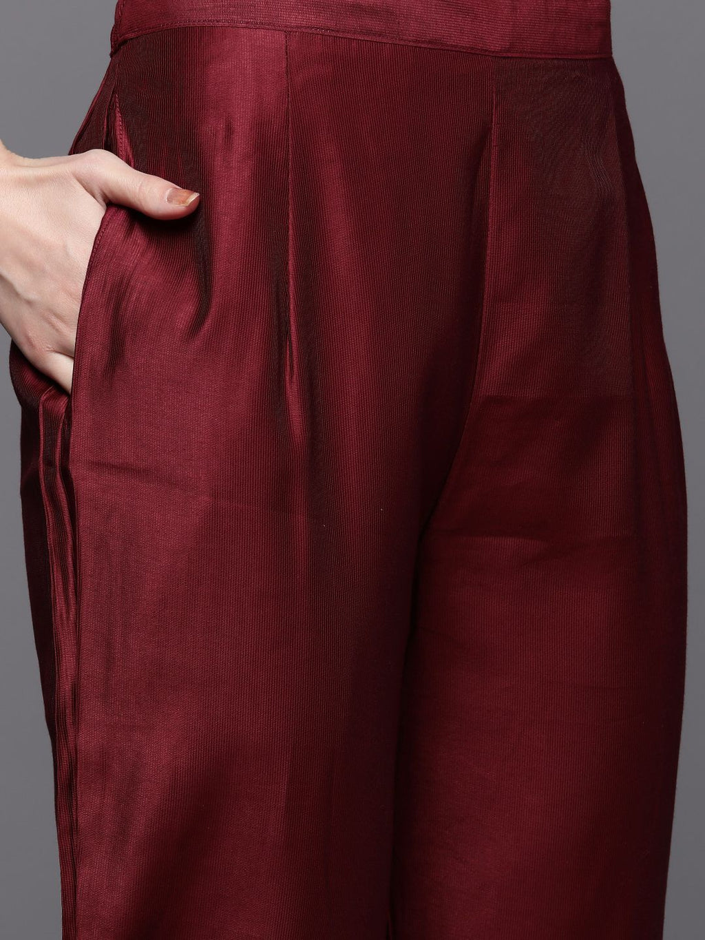 Indo Era Women Magenta Ethnic Motifs Embroidered Kurta with Trousers & With Dupatta | Grocsy