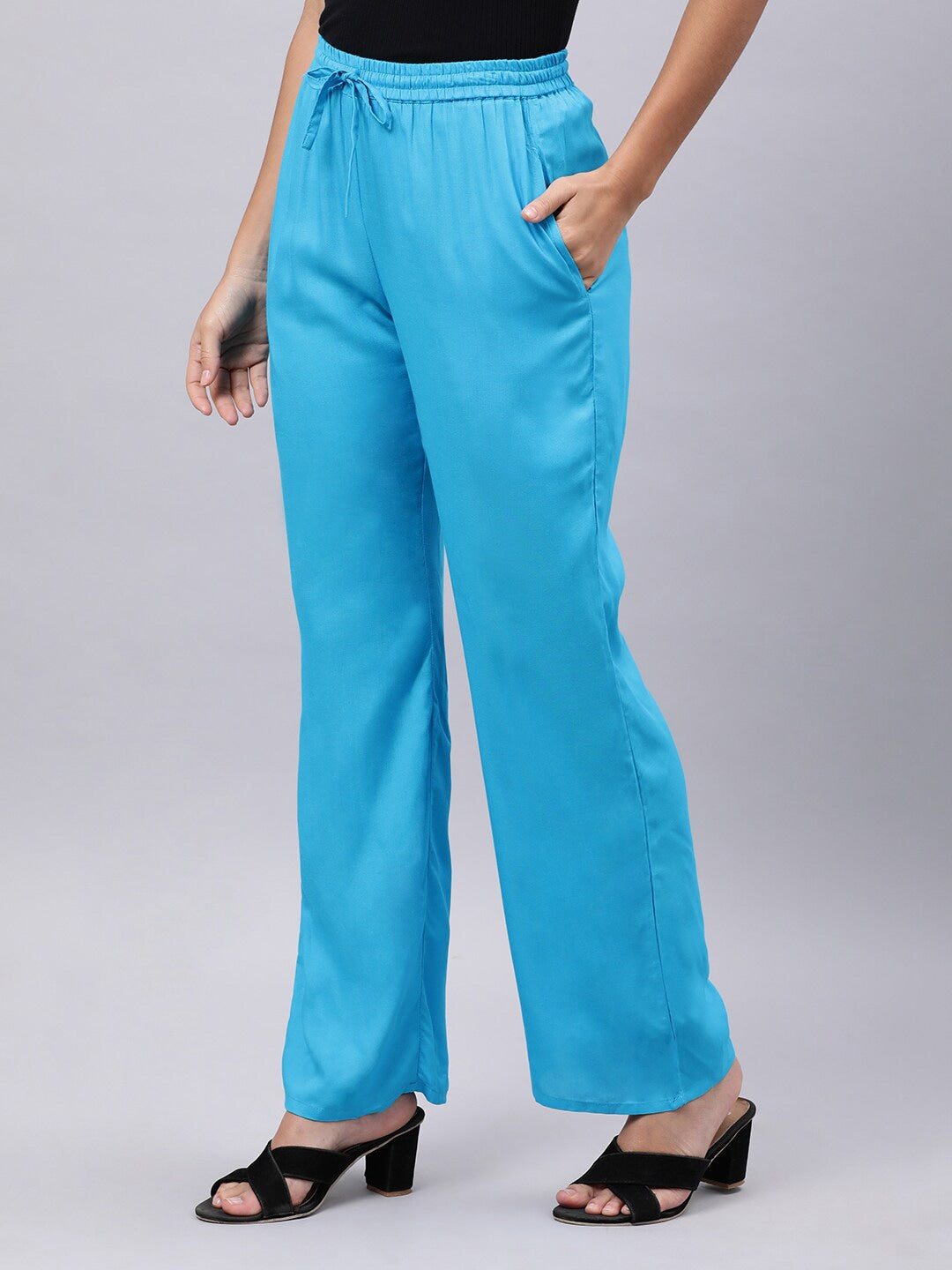 Souchii Blue Liva Ethnic Palazzos | Grocsy