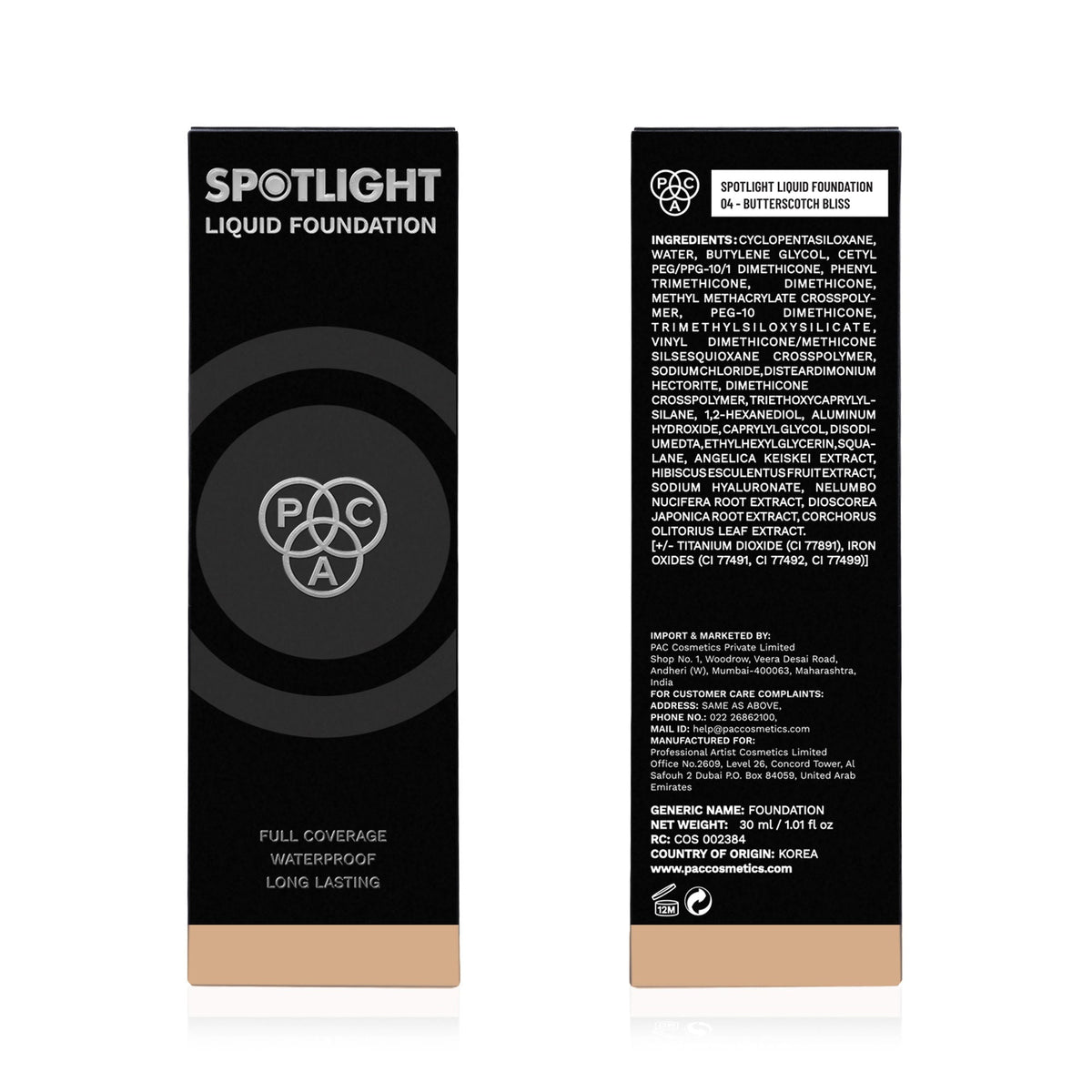 PAC Studio Spotlight Liquid Foundation - 04 Butterscotch Bliss | Grocsy