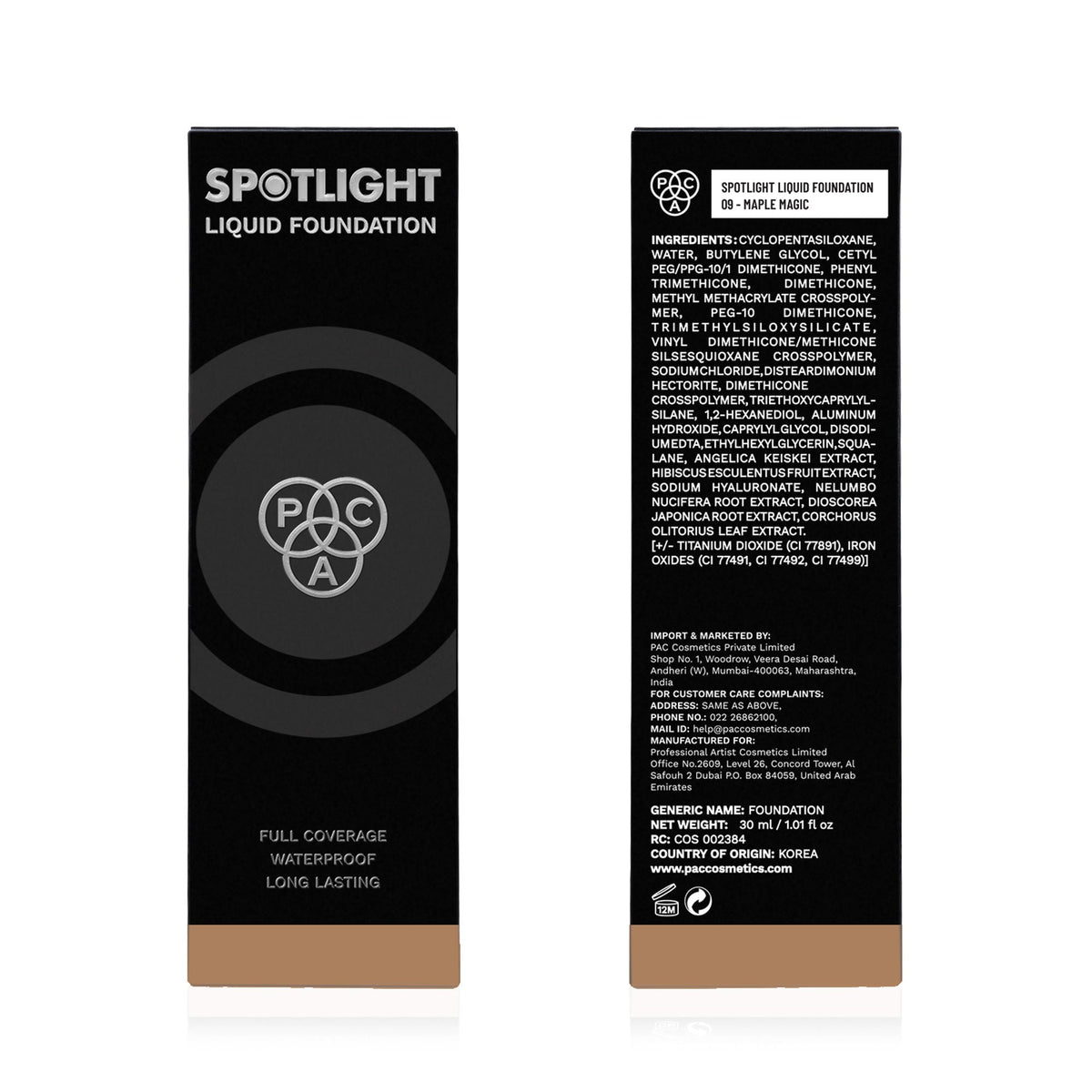 PAC Studio Spotlight Liquid Foundation - 09 Maple Magic | Grocsy
