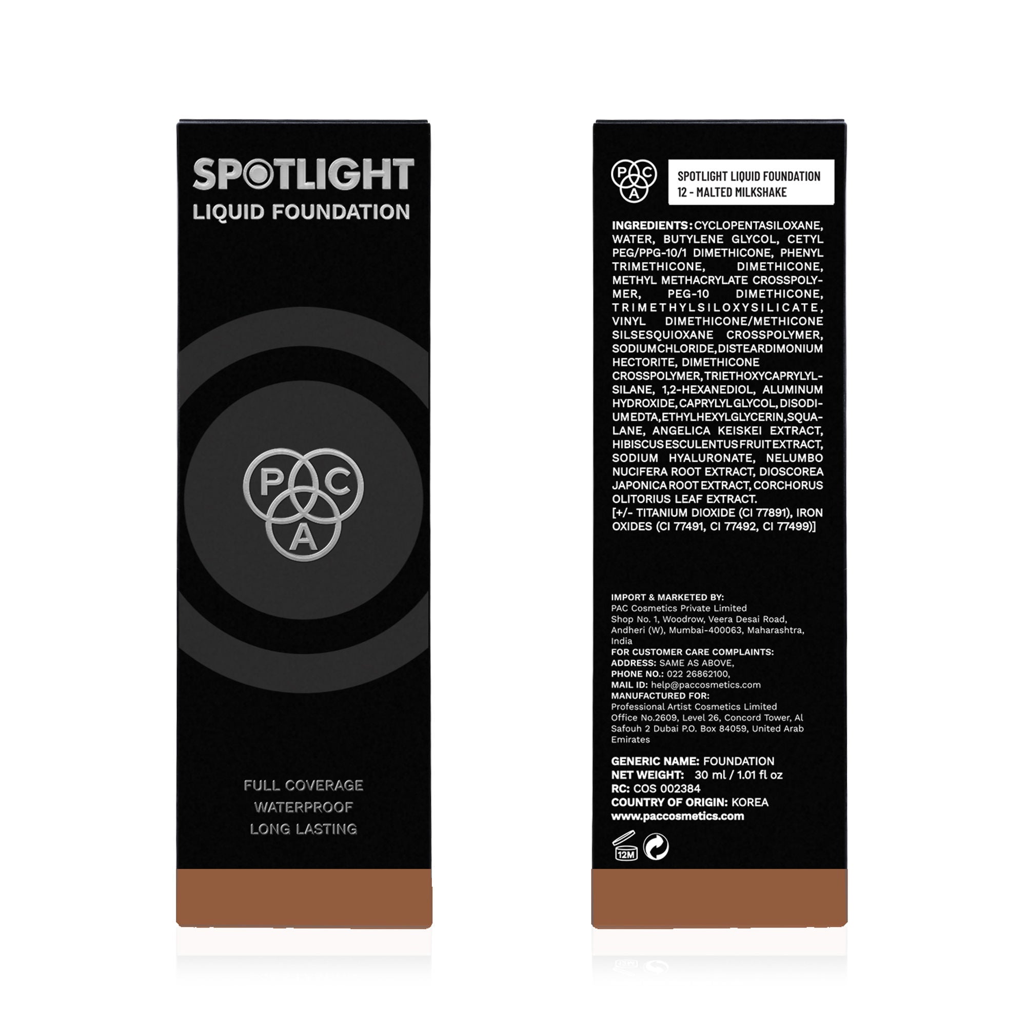 PAC Studio Spotlight Liquid Foundation - 12 Malted Milkshake | Grocsy