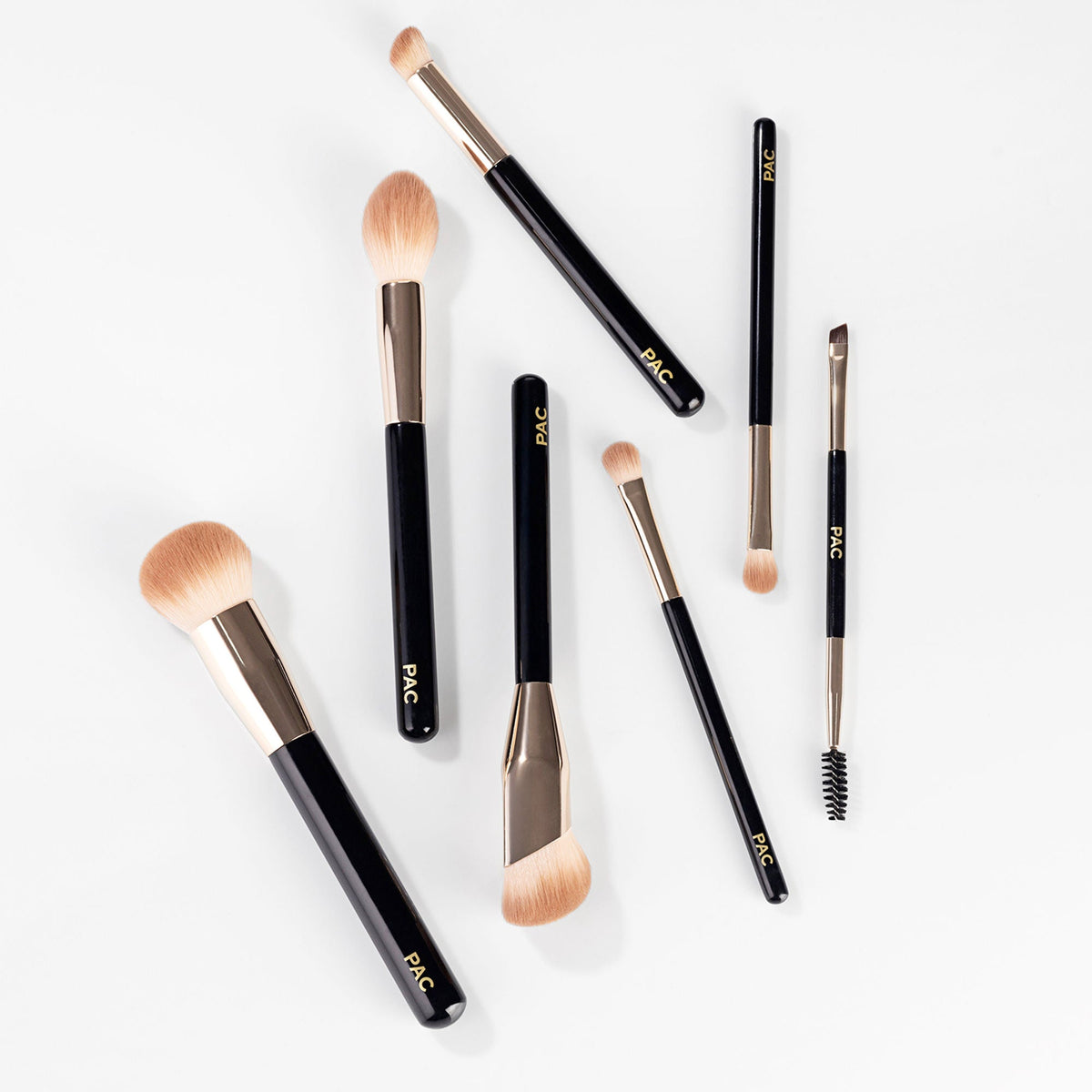 PAC Studio Beginner Basic Face & Eye Brush Kit - Sturdy Sleek Handles, Densely Packed Soft Bristles | Grocsy
