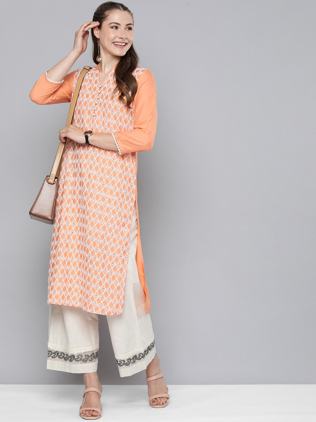 HERE&NOW Women Ethnic Motifs Embroidered Sequined Kurta | Grocsy