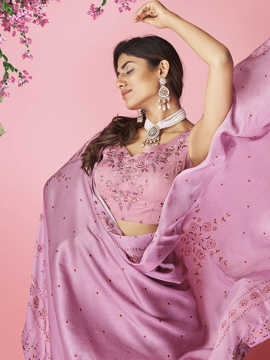 Myra Lilac Art Silk Designer Lehenga | Grocsy