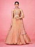 Myra Orange Art Silk Embroidered Designer Lehenga | Grocsy