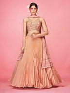 Myra Orange Art Silk Embroidered Designer Lehenga | Grocsy