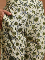 Aks Floral Printed Pure Cotton Straight Kurta with Trousers | Grocsy
