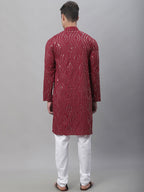 Sojanya Sequin Embroidered Pure Cotton Kurta with Churidar | Grocsy