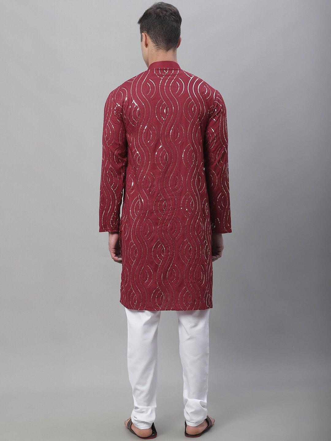Sojanya Sequin Embroidered Pure Cotton Kurta with Churidar | Grocsy
