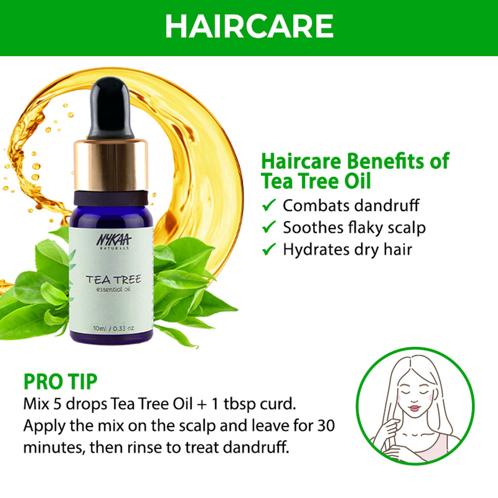 Nykaa Naturals Tea Tree Essential Oil For Acne & Hair Fall Control Solution - 100% Natural | Grocsy