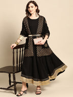 Sangria Women Black & Gold-Toned Gotta Patti Kurta | Grocsy