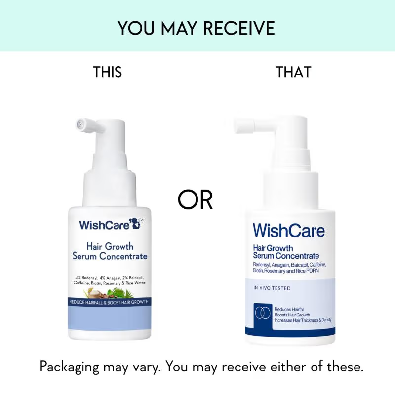 Wishcare Hair Growth Serum Concentrate + Multi Peptide Anti Hairfall Shampoo Combo | Grocsy