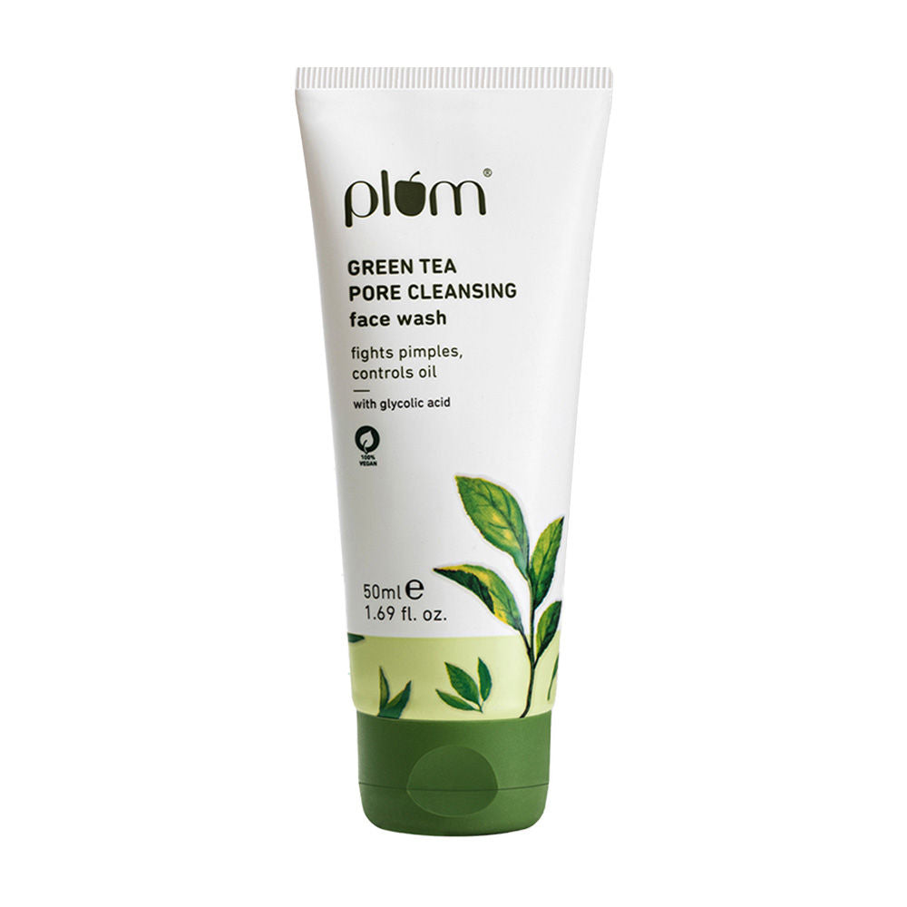 Plum Green Tea Pore Cleansing Face Wash With Glycolic Acid - Fights Acne & Oil For Clear Skin | Grocsy