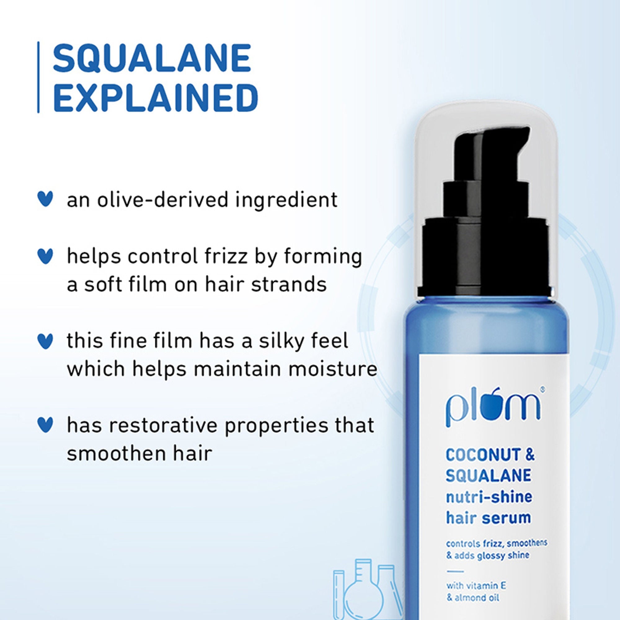 Plum Coconut & Squalane Nutri-Shine Hair Serum For Smooth- Shiny Hair | Grocsy