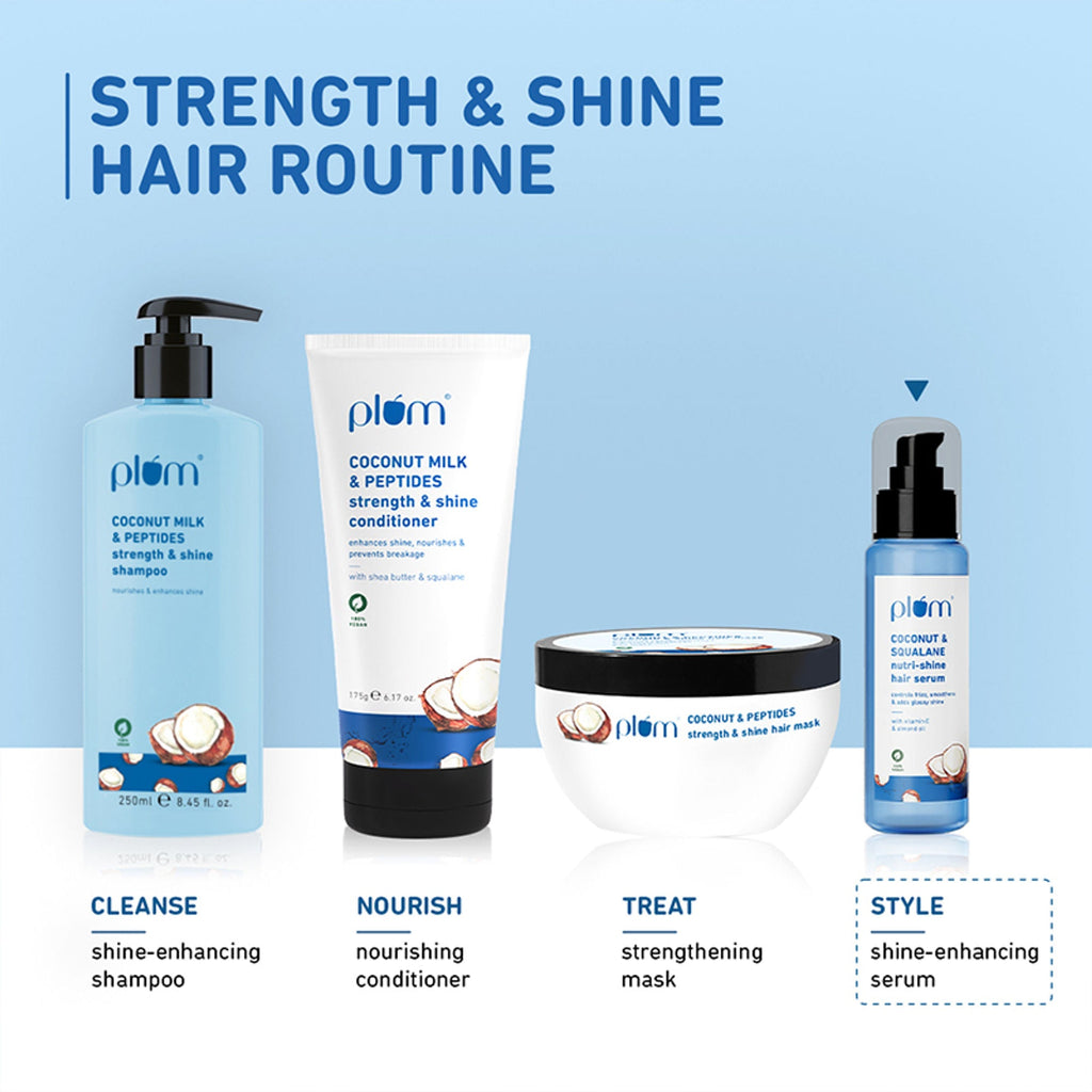Plum Coconut & Squalane Nutri-Shine Hair Serum For Smooth- Shiny Hair | Grocsy