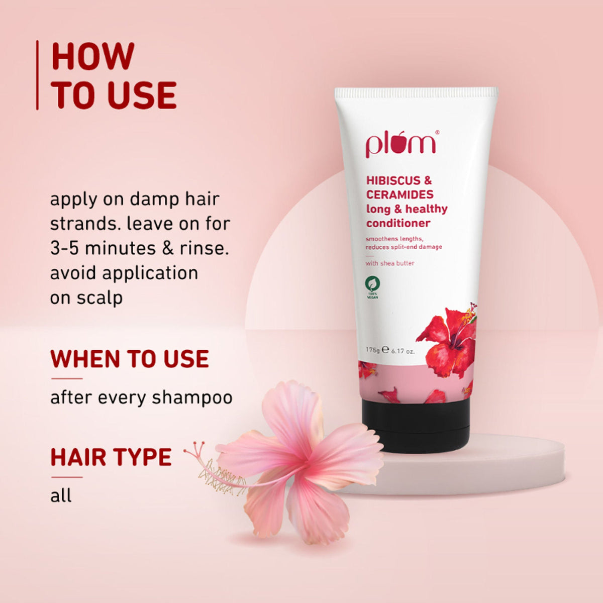 Plum Hibiscus & Ceramides Conditioner For Healthy- Long Hair | Grocsy