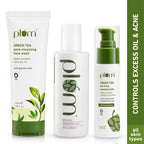 Plum Green Tea Face Wash, Toner & Moisturizer Kit for Acne-Free Skin & Oil-Free Hydration | Grocsy