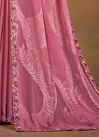 Pink Sequence/Georgette Film Jacqurad Designer Saree with Unstitched Blouse - Norita Mahitha | Grocsy