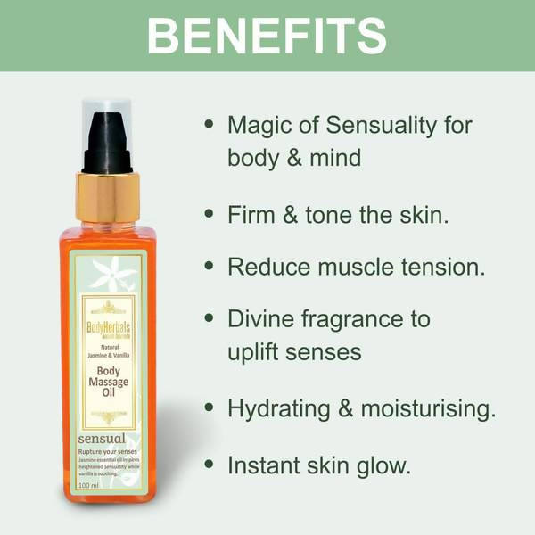 Bodyherbals Sensual Jasmine & Vanilla Body Massage Oil | Grocsy