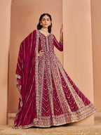 Anaita Dark Pink Georgette Embroidered Salwar Suit | Grocsy