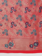 Monjolika Fashion Pink Woven Silk Blend SareeWith Zari Work & Floral Motifs | Grocsy