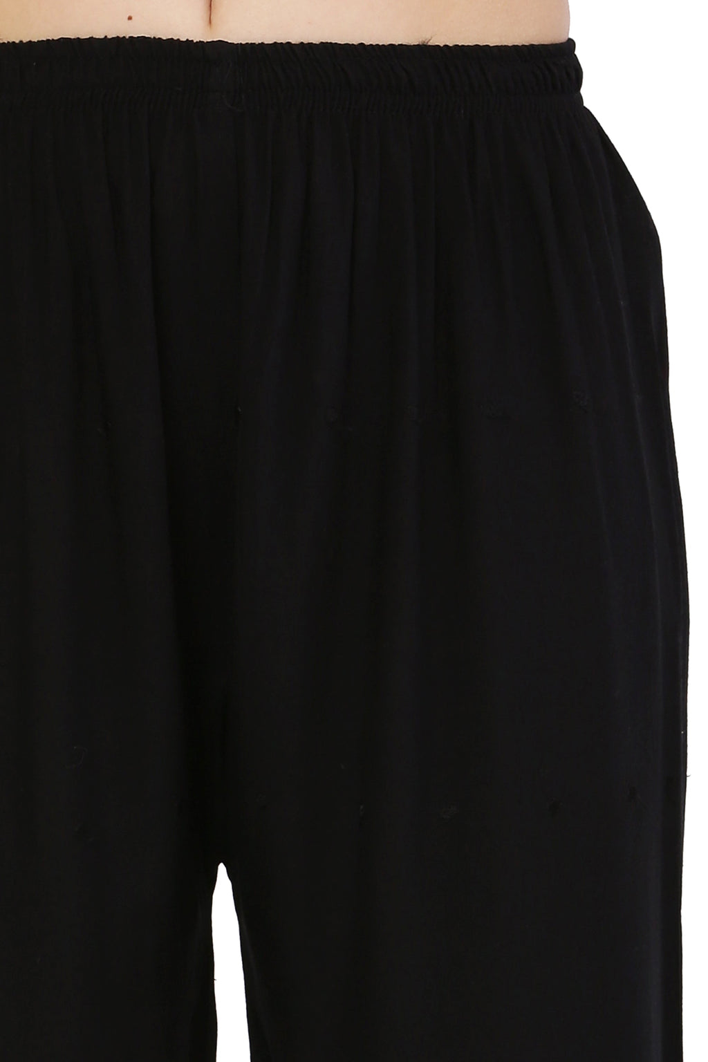 PAVONINE Black Color Half Schiffli Chikankari Rayon Fabric Sharara For Women | Grocsy