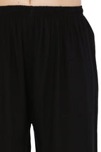 PAVONINE Black Color Half Schiffli Chikankari Rayon Fabric Sharara For Women | Grocsy