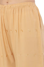 PAVONINE Beige Color Half Schiffli Chikankari Rayon Fabric Sharara For Women | Grocsy