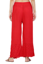 PAVONINE Red Color Half Schiffli Chikankari Rayon Fabric Sharara For Women | Grocsy