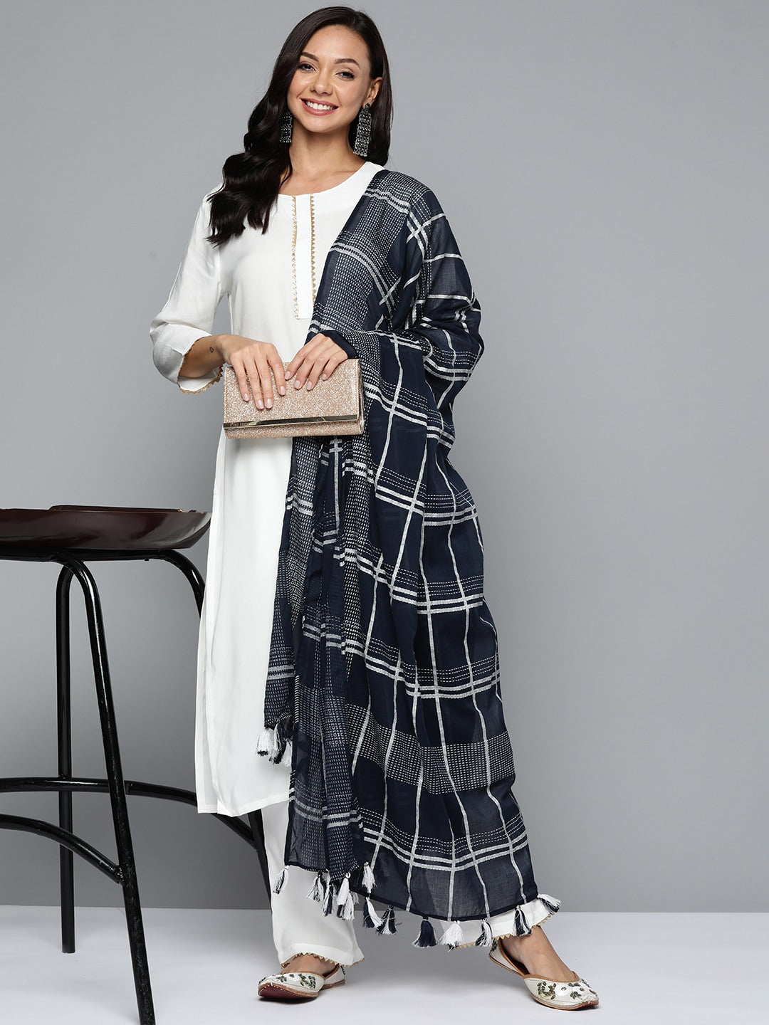 HERE&NOW Gotta Patti Kurta with Palazzos & With Dupatta | Grocsy