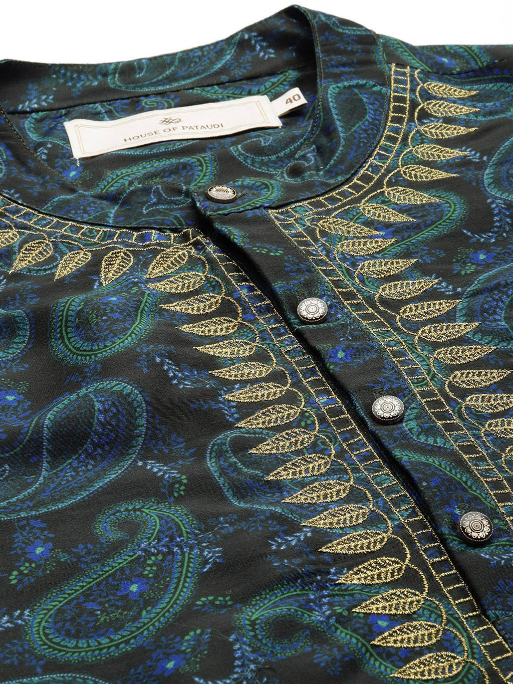 House of Pataudi Paisley Printed Rozana Kurta With Zari Detail | Grocsy