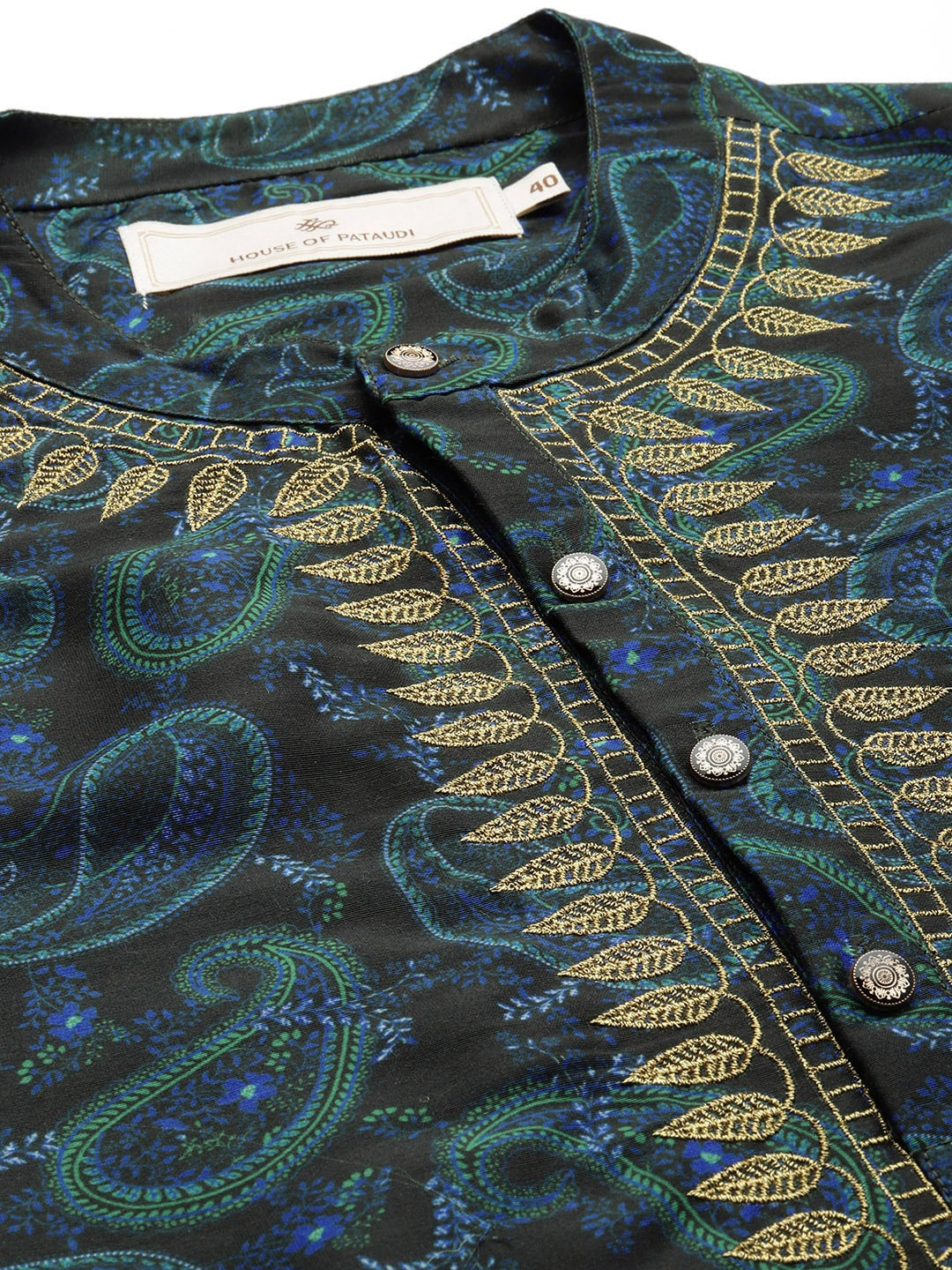 House of Pataudi Paisley Printed Rozana Kurta With Zari Detail | Grocsy