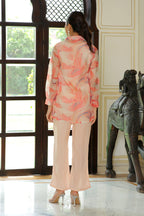 Vaasva Women Marble Print Embroidered Shirt With Solid Pants. | Grocsy