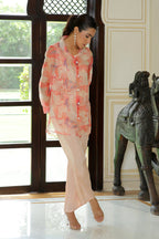 Vaasva Women Marble Print Embroidered Shirt With Solid Pants. | Grocsy