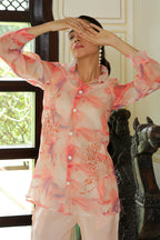 Vaasva Women Marble Print Embroidered Shirt With Solid Pants. | Grocsy