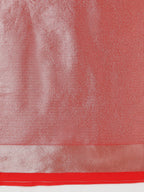 Monjolika Fashion Red Woven Silk Blend SareeWith Zari Work & Floral Motifs | Grocsy