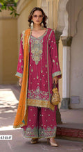 Anaita Red Heavy Chinon Suit With Embroidery Bits Work | Grocsy