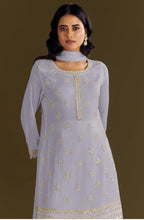 Anaita Lavender Heavy Chinon Suit With Embroidery Bits Work | Grocsy