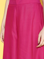 InWeave Women's Fuchsia Blue Brocade Mughal Shaan Kurta Palazzo Set | Grocsy
