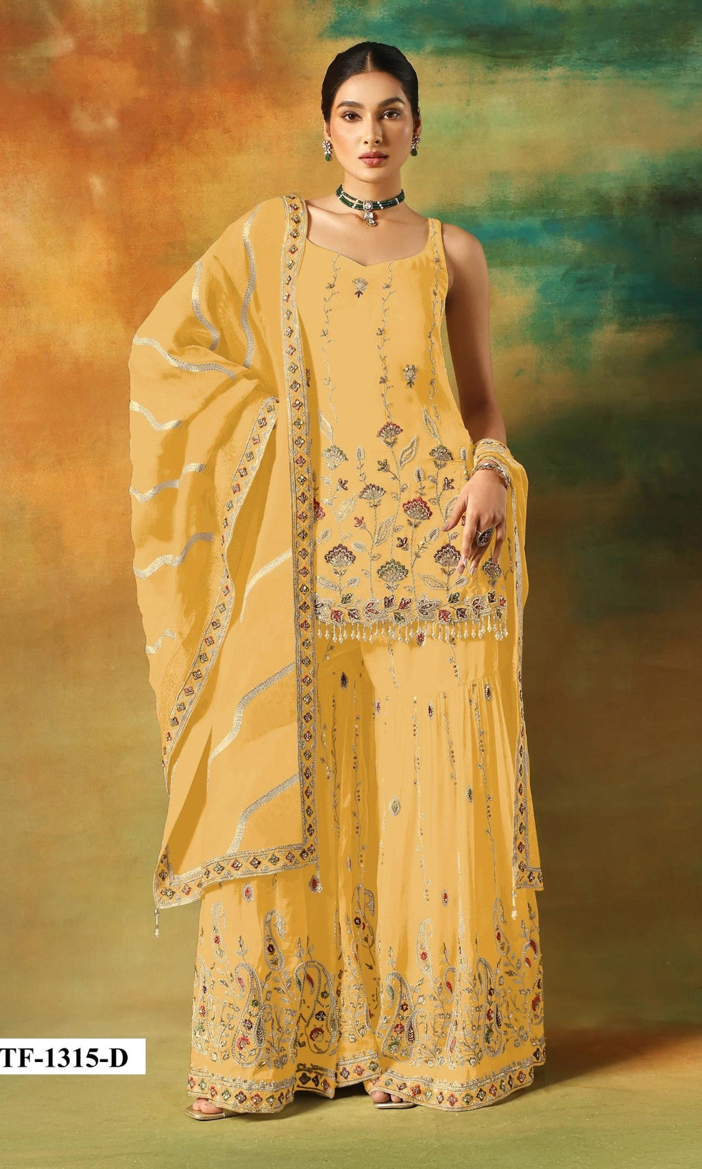 Anaita Yellow Heavy Fox Georgette Suit With Embroidery Work | Grocsy