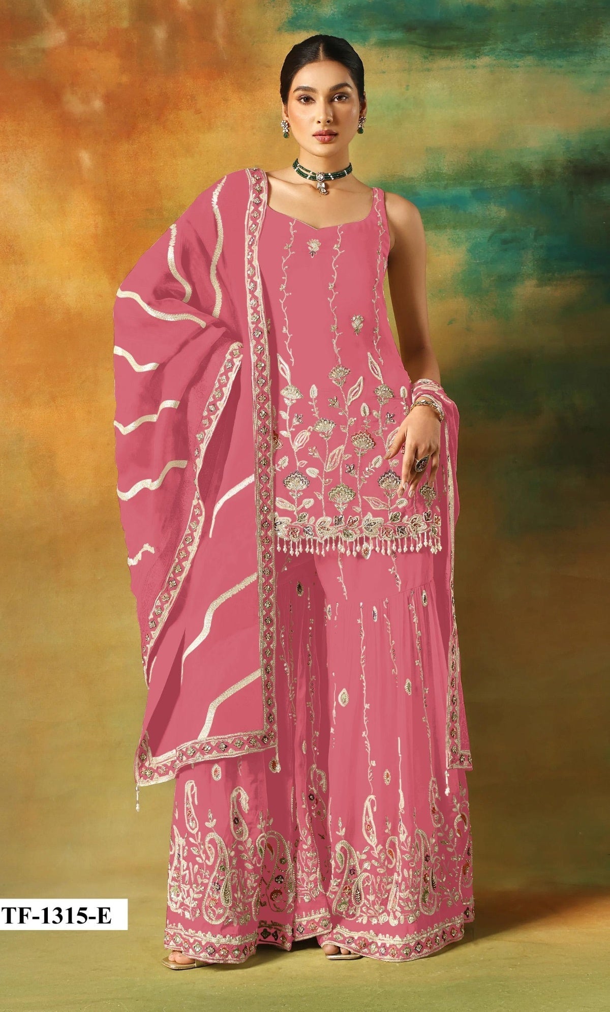 Anaita Magenta Heavy Fox Georgette Suit With Embroidery Work | Grocsy