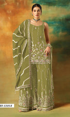 Anaita Parrot Green Heavy Fox Georgette Suit With Embroidery Work | Grocsy