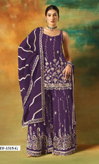 Anaita Violet Heavy Fox Georgette Suit With Embroidery Work | Grocsy
