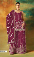 Anaita Maroon Heavy Fox Georgette Suit With Embroidery Work | Grocsy